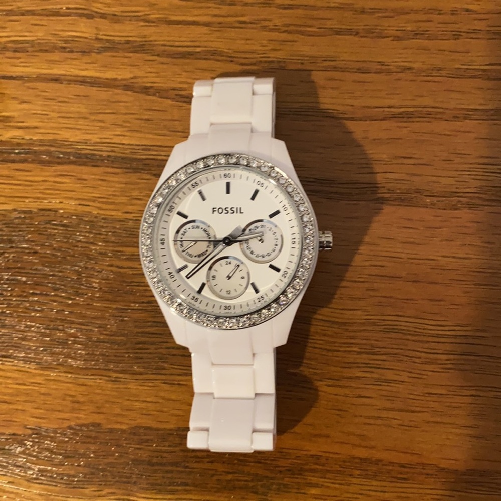 White fossil watch